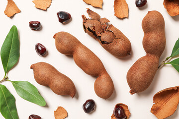 Tamarind fruit, concept of delicious food, fresh tamarind