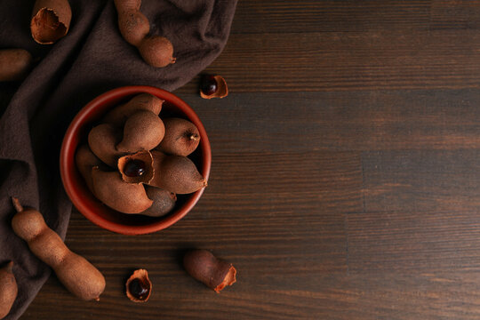 Tamarind fruit, concept of delicious food, fresh tamarind