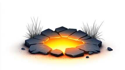 Ground tremor art icon white background graphic design vibrant landscape digital viewpoint creative concept