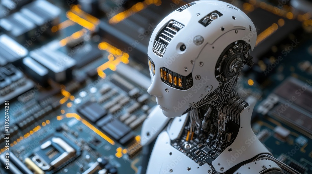 Aufkleber innovative robot concept design technology lab digital art futuristic environment close-up view ai i