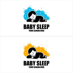 baby mascot logo sleeping cloud comfortably. Sweet dream illustrations. cute baby sleep