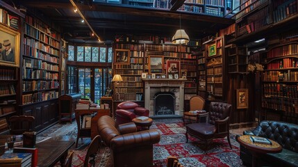 Obraz premium A vintage bookstore filled with rare books hidden alcoves