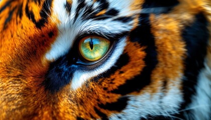 Emerald Gaze, A Detailed Close-up of a Tiger,s Striking and Intense Green Eye