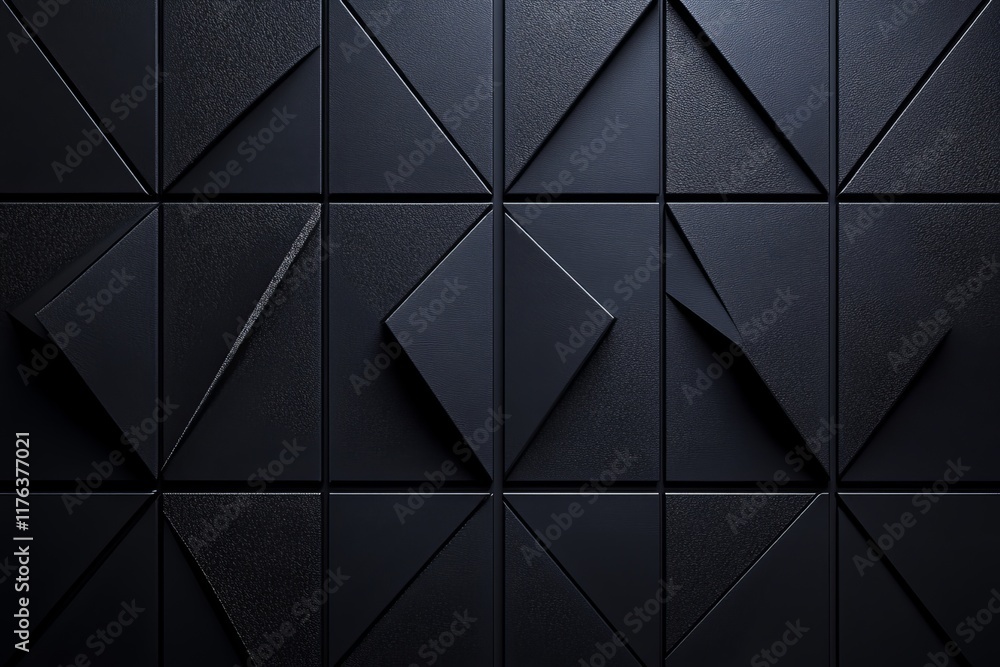 Poster dark geometric triangle and square pattern background.