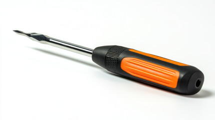 Fototapeta premium Precision Tool: Close-up of a High-Quality Orange and Black Handheld Tool with a Sleek, Metallic Bit