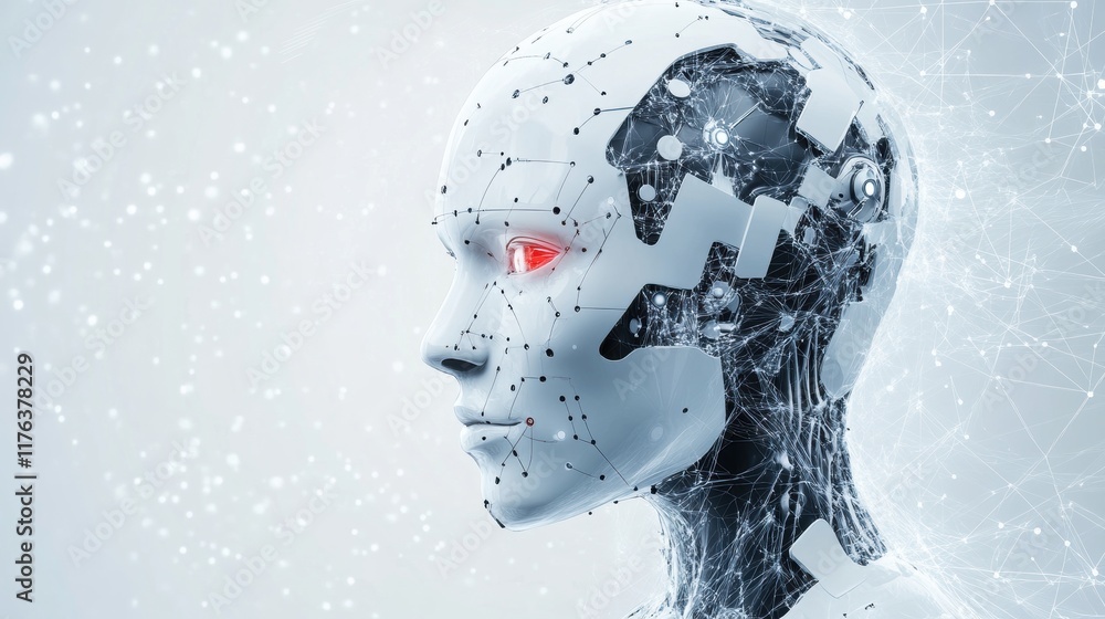 Poster advanced ai robotics futuristic setting digital portrait high-tech environment artistic viewpoint