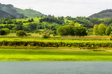 The beautiful city of Ribadesella, Asturias, Spain. Cantabrian Sea