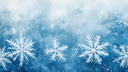 Light blue cyan white abstract watercolor background,
Sky cloud snow and snowflake in winter.