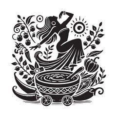 Salsa Silhouette Vector Illustration, Solid White Background.