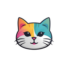 Obraz premium Flat Logo Style Illustration of cat with Colorful and Soft Designs in Transparent PNG Format