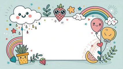 Fototapeta premium cute happy birthday doodle art illustration background