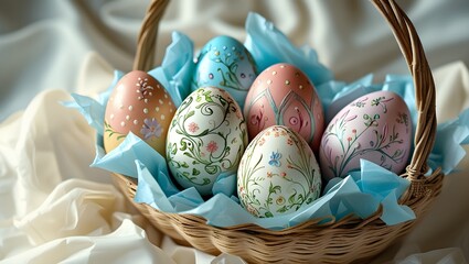 easter eggs in basket