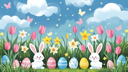 easter eggs on grass