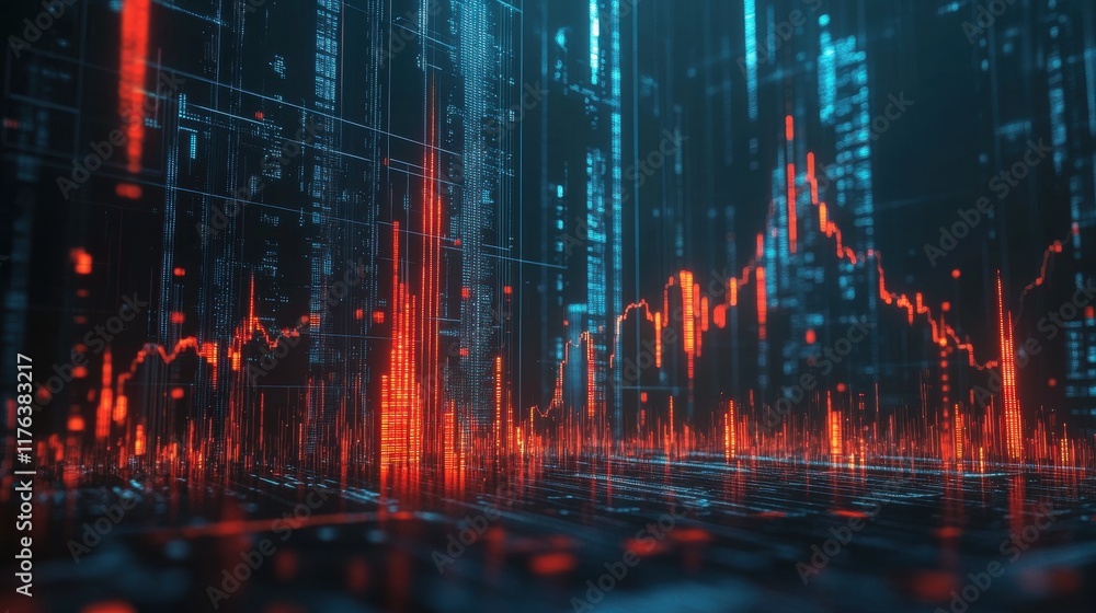 Aufkleber data trends digital landscape infographic visualization tech environment aerial view data science co