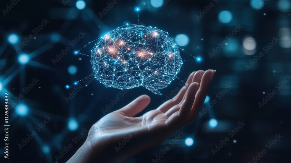 Aufkleber innovative brain technology showcase modern lab digital art futuristic environment close-up view neu