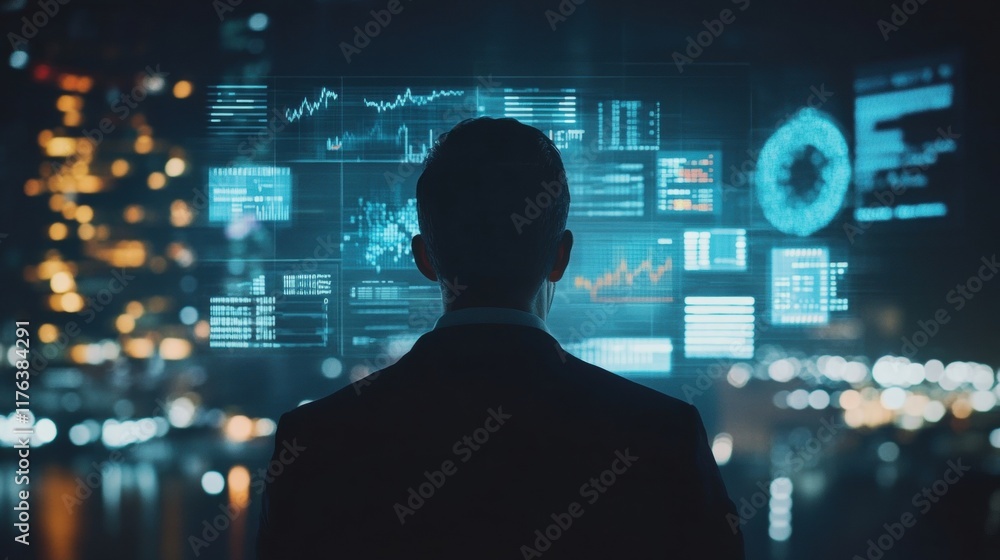 Poster data analysis event overview business office digital interface urban environment professional viewpo
