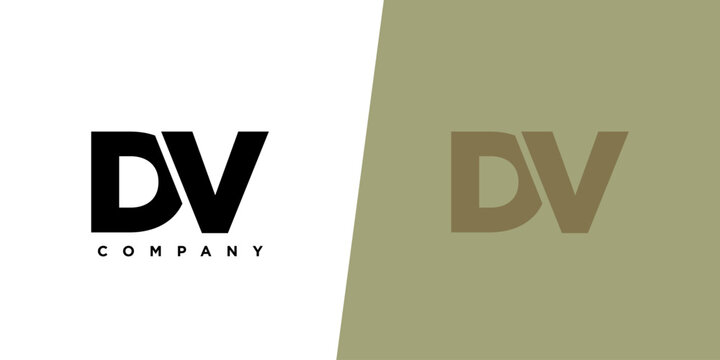 Letter D and V, DV logo design template. Minimal monogram initial based logotype.