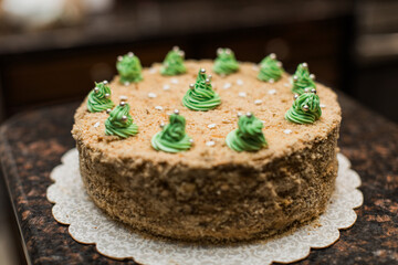 Christmas Cake with Frosting Christmas trees