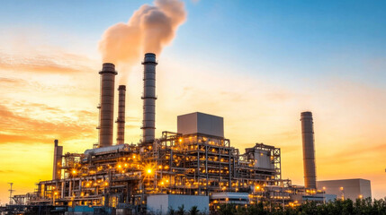 Oil refinery at twilight