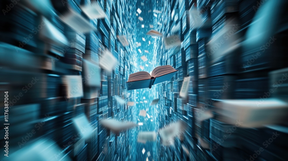 Poster digital transformation knowledge in the virtual library information hub futuristic dynamic viewpoint