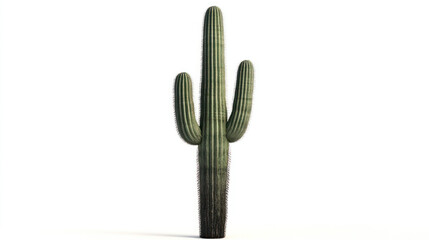 Majestic Saguaro Cactus Against a White Background