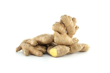 Fresh Ginger Root Isolated on a White Background for Culinary and Health Uses