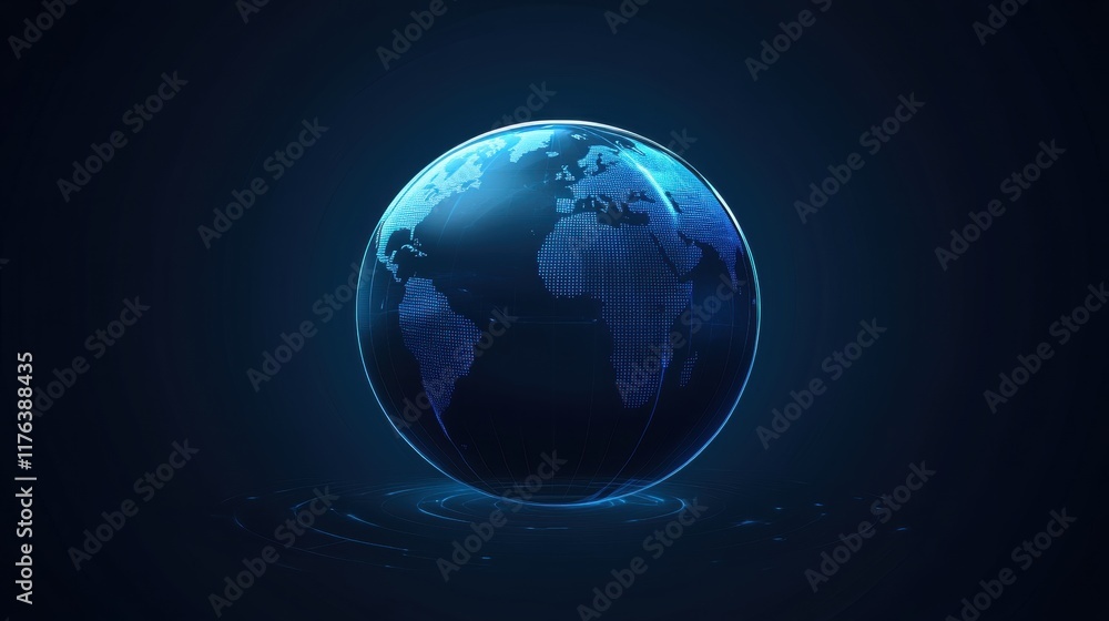 Poster global digital connection virtual space 3d visualization dark environment futuristic viewpoint techn