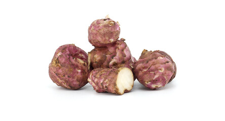 Fresh Jerusalem Artichokes Displayed on a Clean White Background