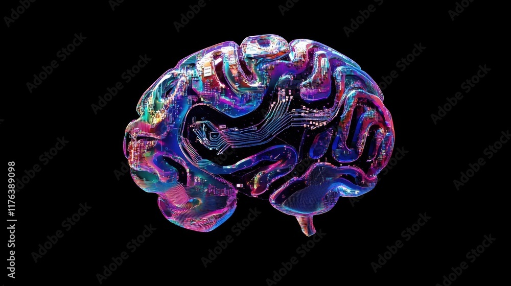 Poster cognitive science vibrant brain visualization digital art abstract environment conceptual perspectiv