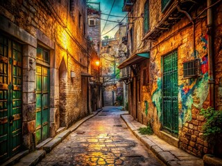 Fototapeta premium Urban Exploration: Jerusalem Map Overlay - Mysterious City Streets