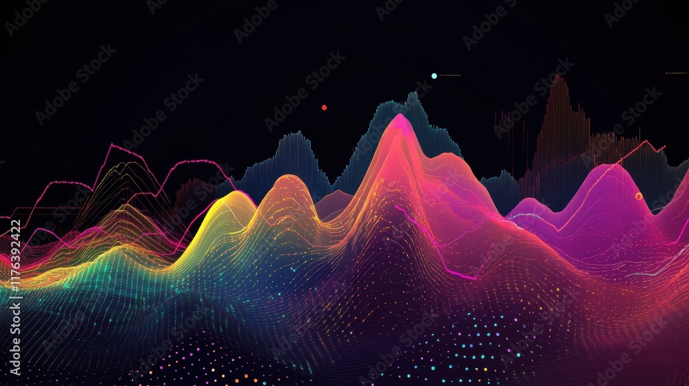 Fototapete Dynamic sound wave visualization digital art colorful abstract graphics creative environment modern concept