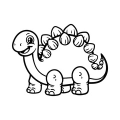 fun stegosaurus cartoon character isolated drawing line art style sketch classic vintage design illustration