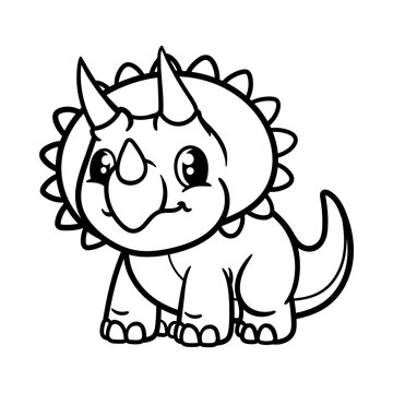 recommend clip art: fun cute triceratops cartoon character isolated drawing line art style sketch classic vintage design illustration