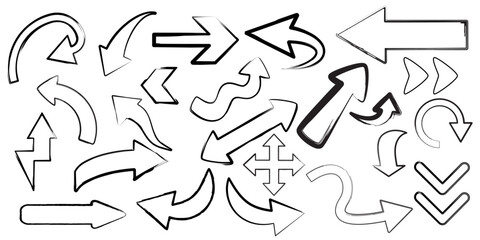 Hand Drawn Doodle Arrow Set, Abstract Directional Shapes for Creative Design Projects, Sketchy Style Vector Illustration, Graphic for Business and Art Concepts