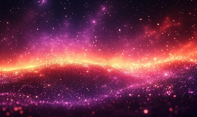 Obraz premium A vibrant cosmic landscape filled with sparkling stars and colorful nebulae, evoking a sense of wonder and exploration.
