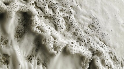 Closeup of desaturated clear water with smooth textures, splashes, and bubbles, creating a white-grey sunlight-reflected abstract nature background