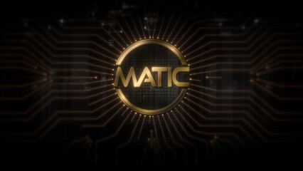 Futuristic digital background highlighting advanced cryptocurrency and encryption technology, featuring blockchain networks and secure cryptographic systems : MATIC