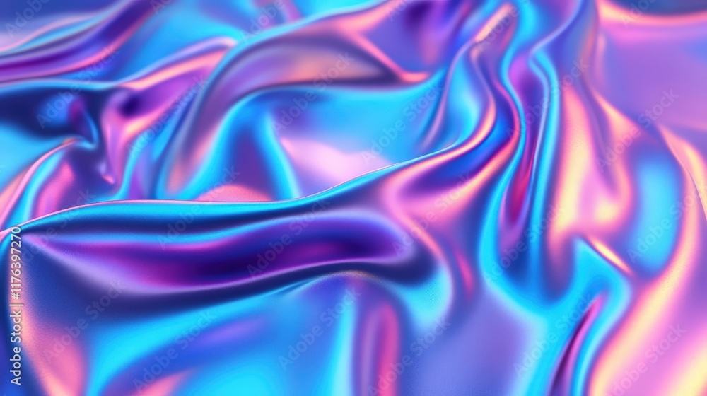 Poster abstract 3d render of metallic liquid background with neon colors and smooth flowing patterns ideal 