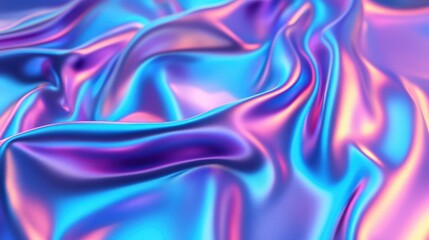 Obraz premium Abstract 3D Render of Metallic Liquid Background with Neon Colors and Smooth Flowing Patterns Ideal for Modern Design Projects
