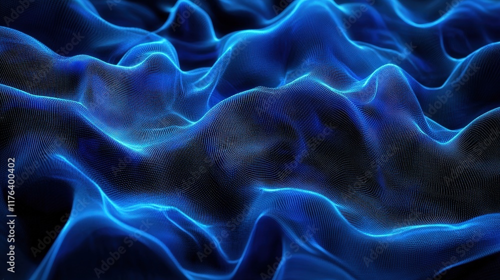 Poster abstract blue network connectivity background with fluid waves and modern technology themes for digi