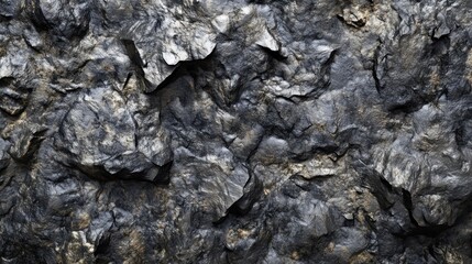 Fototapeta premium Detailed volumetric black and white rock texture with dark gray grunge effects, creating a rugged and textured background for long banners