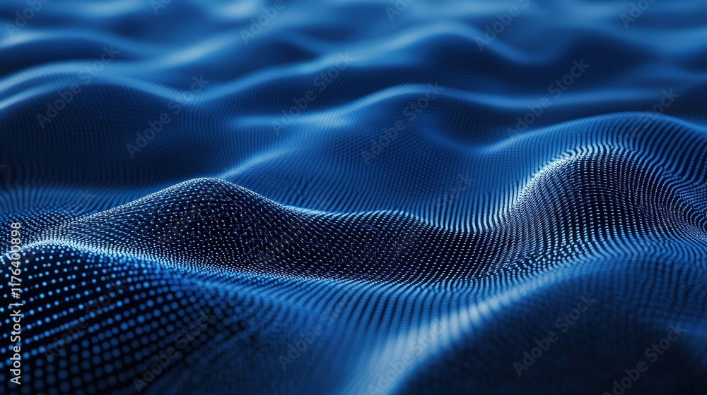 Poster abstract blue technology background with wavy patterns and dots for business or science concepts and