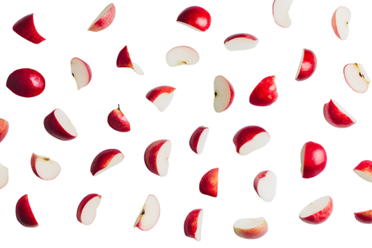 beautiful apple slices flying