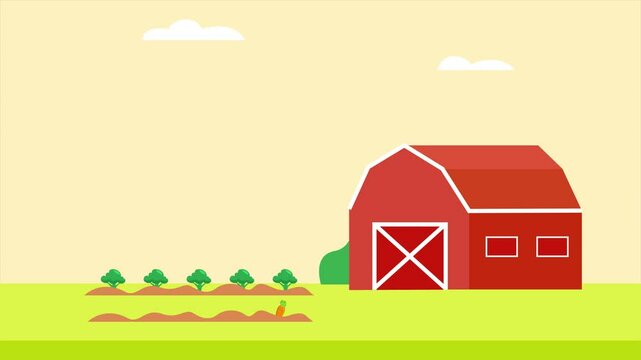 Animated video Local organic production concept. Full length animation illustration. High quality 4k footage.