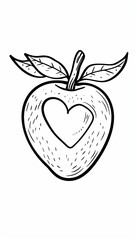 A heart-shaped cutout reveals the core of this apple. Ideal for designs related to love, health, or healthy eating.