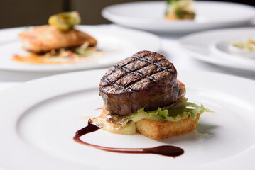 Sirloin steak cooked medium rare