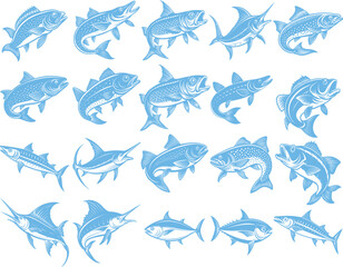Set of Sport & Game Fish Vector Illustration