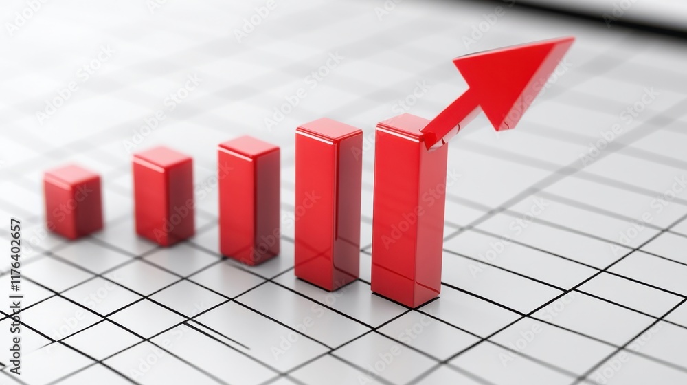 Poster a red arrow is going up on a graph