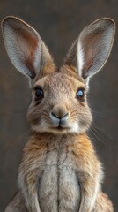Obraz premium A close-up portrait of a rabbit showcasing its expressive features and fur texture.