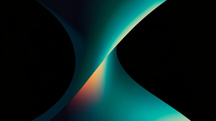 A minimalist poster design featuring an abstract shape on a black background, creating a striking visual.

